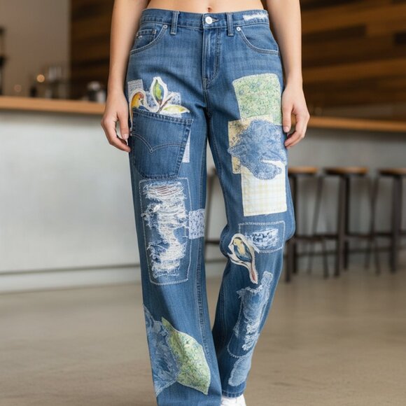 Levi's Denim - Levi 550 Relaxed Womens 28x28 Upcycled Patchwork Jean by Threads Reclaimed